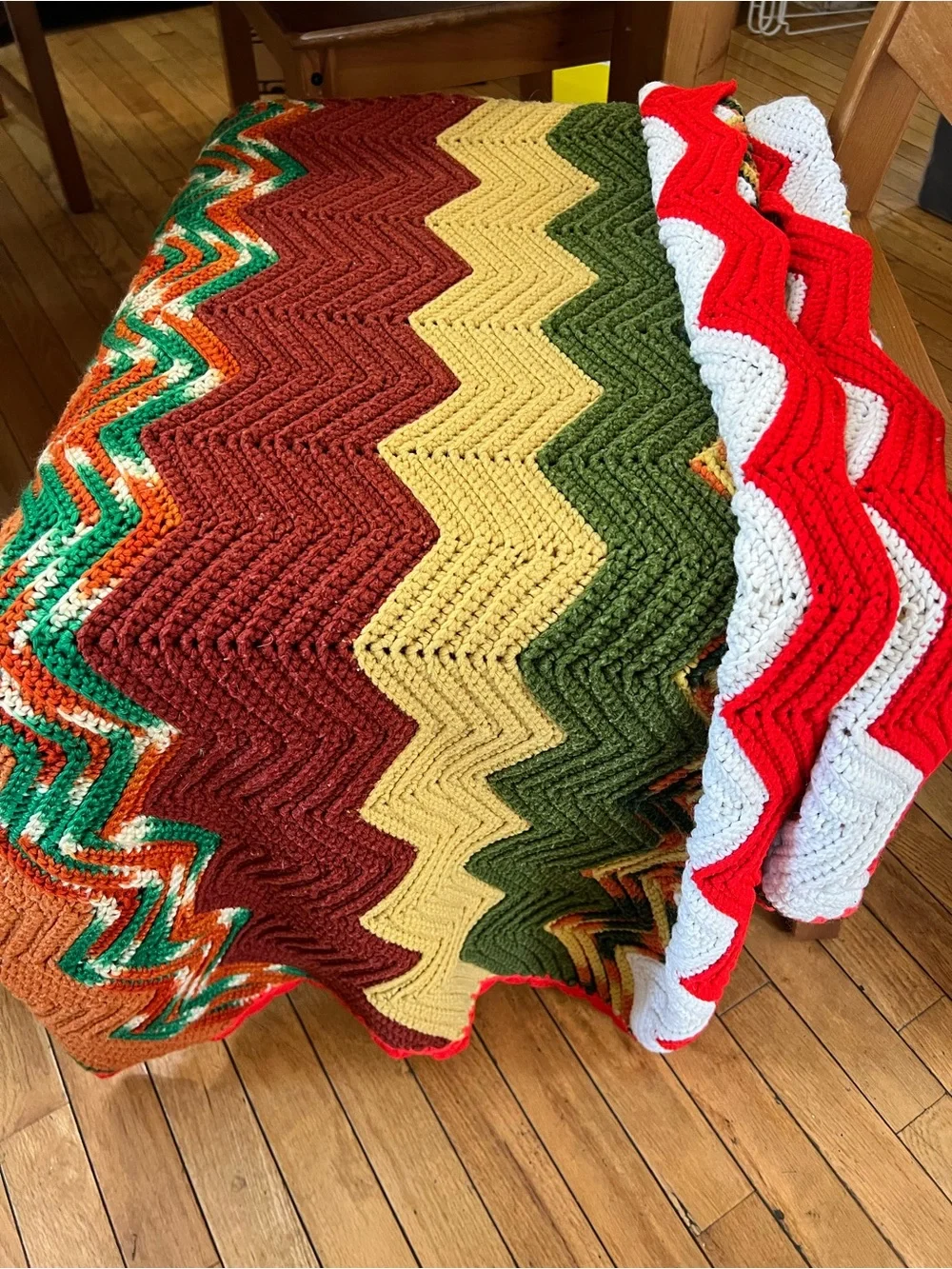 Handmade Chevron Crochet Throw Blanket - Multi-Color